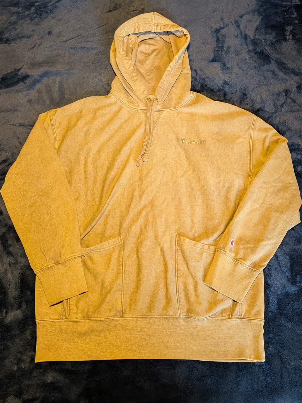 Champion Men's M Beige Pullover Hoodie Fleece Cotton Blend Size Medium